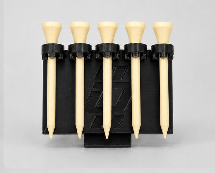 Rigid TeeMag belt-mounted golf tee holder, front view