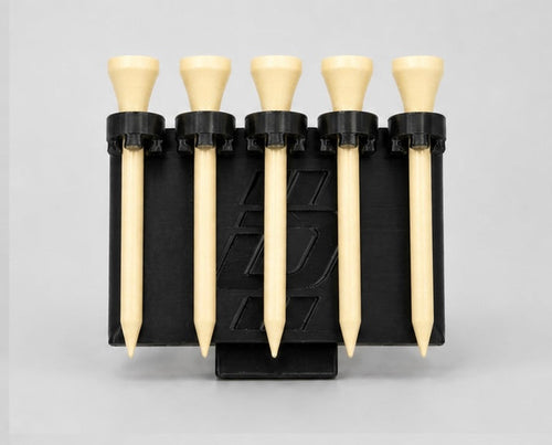 Rigid TeeMag belt-mounted golf tee holder, front view